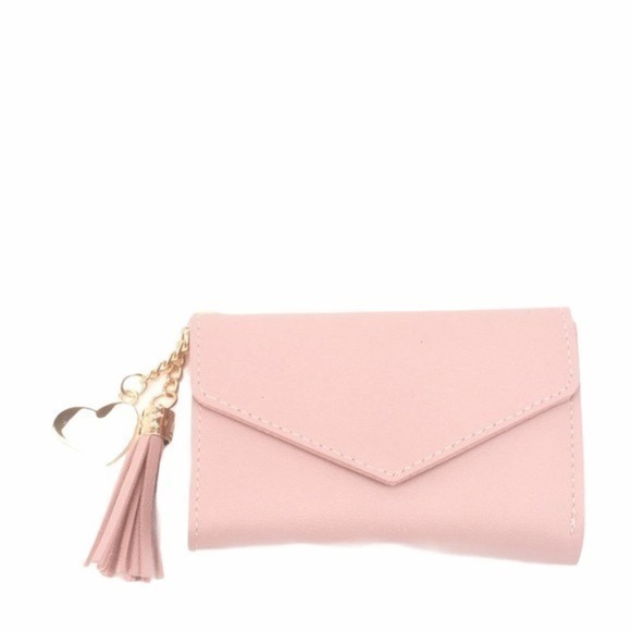 Minimalist Purse with Tassel and Golden Heart Pink - Picture 1 of 4